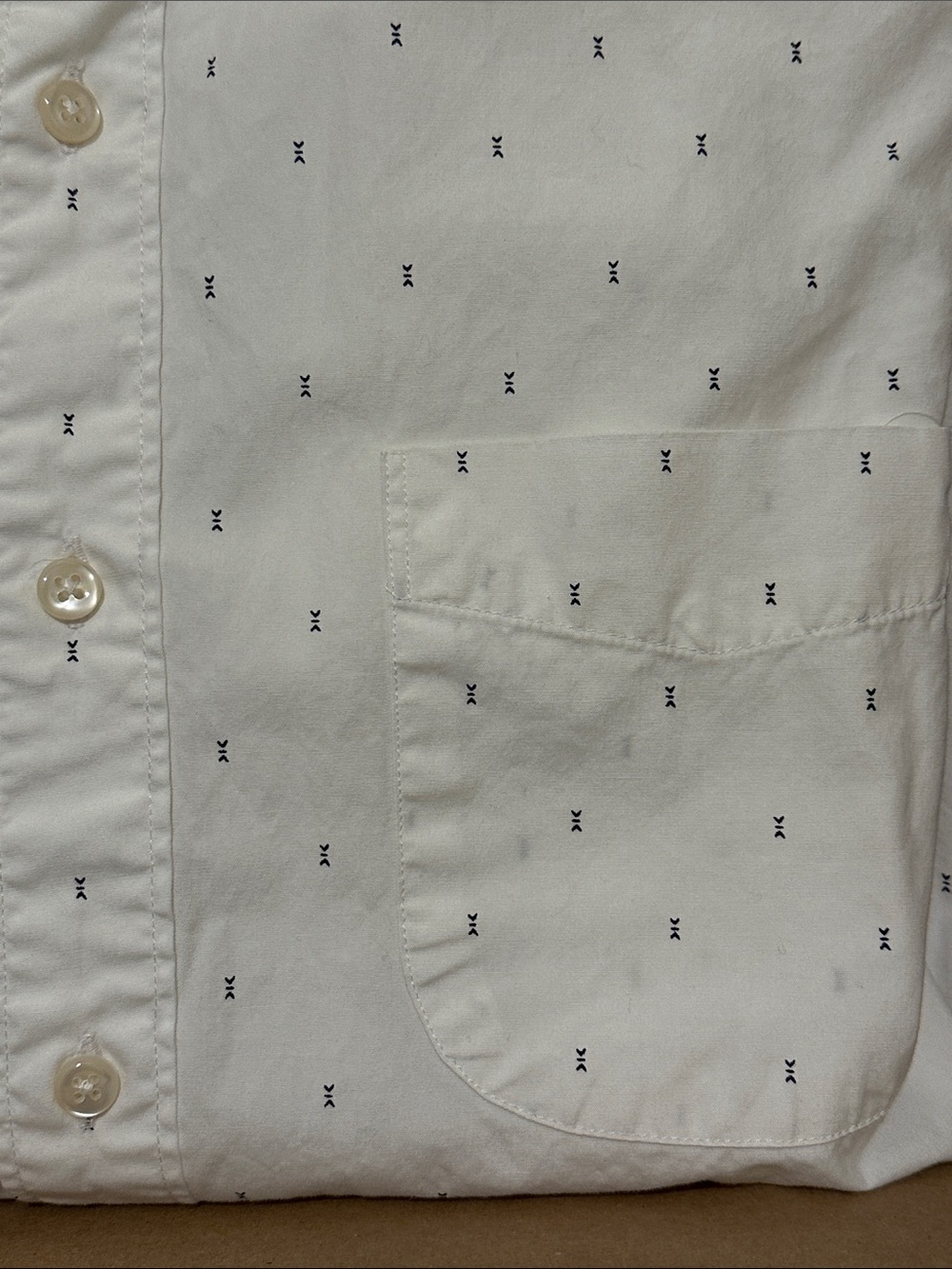 J. Crew Slim White Button-Down Shirt with Micro Navy/ black Motif - Picture 3 of 4